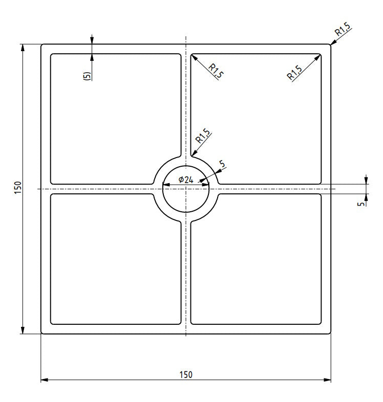 UVC Halterung eckig für waagerechten Einbau